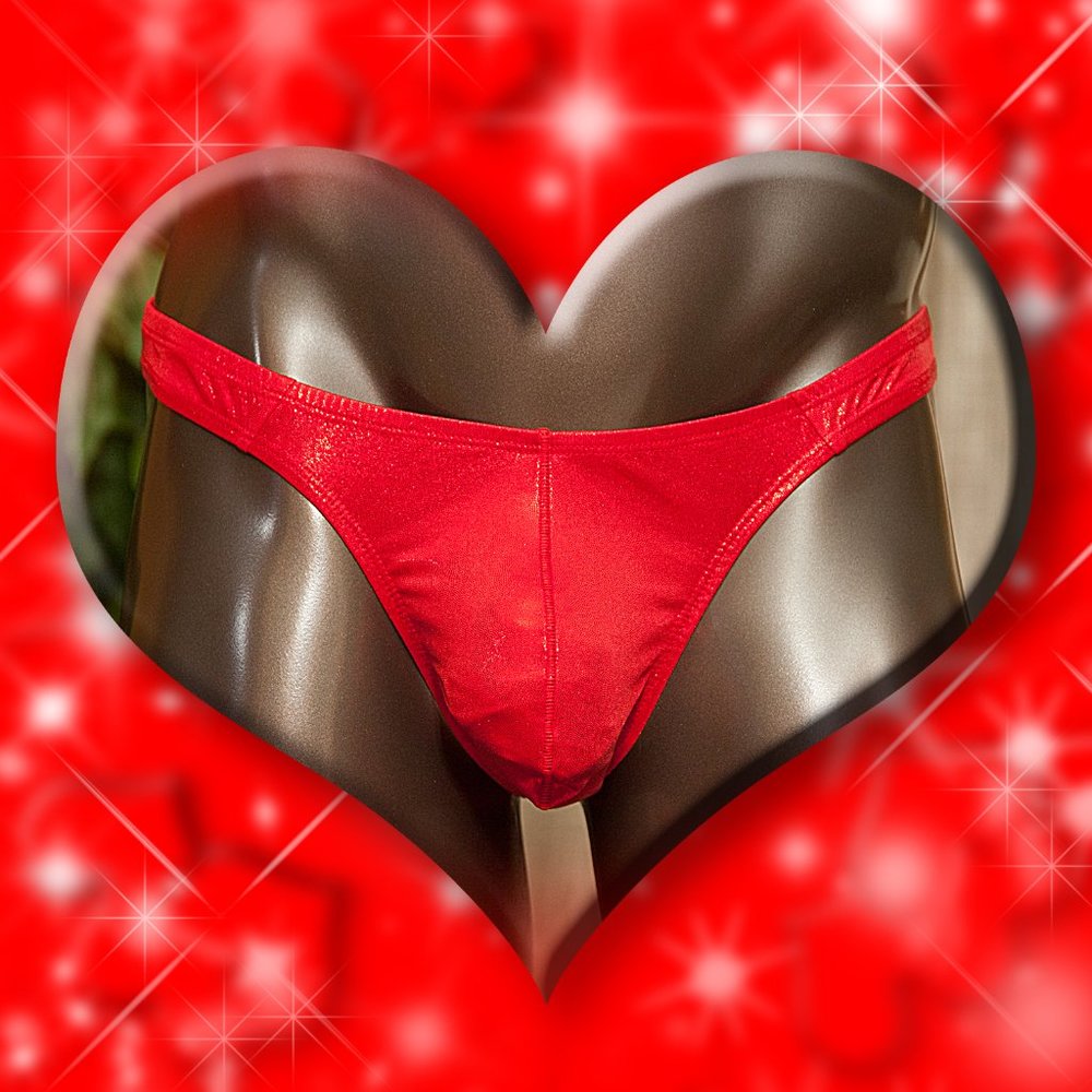 Mens Shimmery Red Thong Handmade